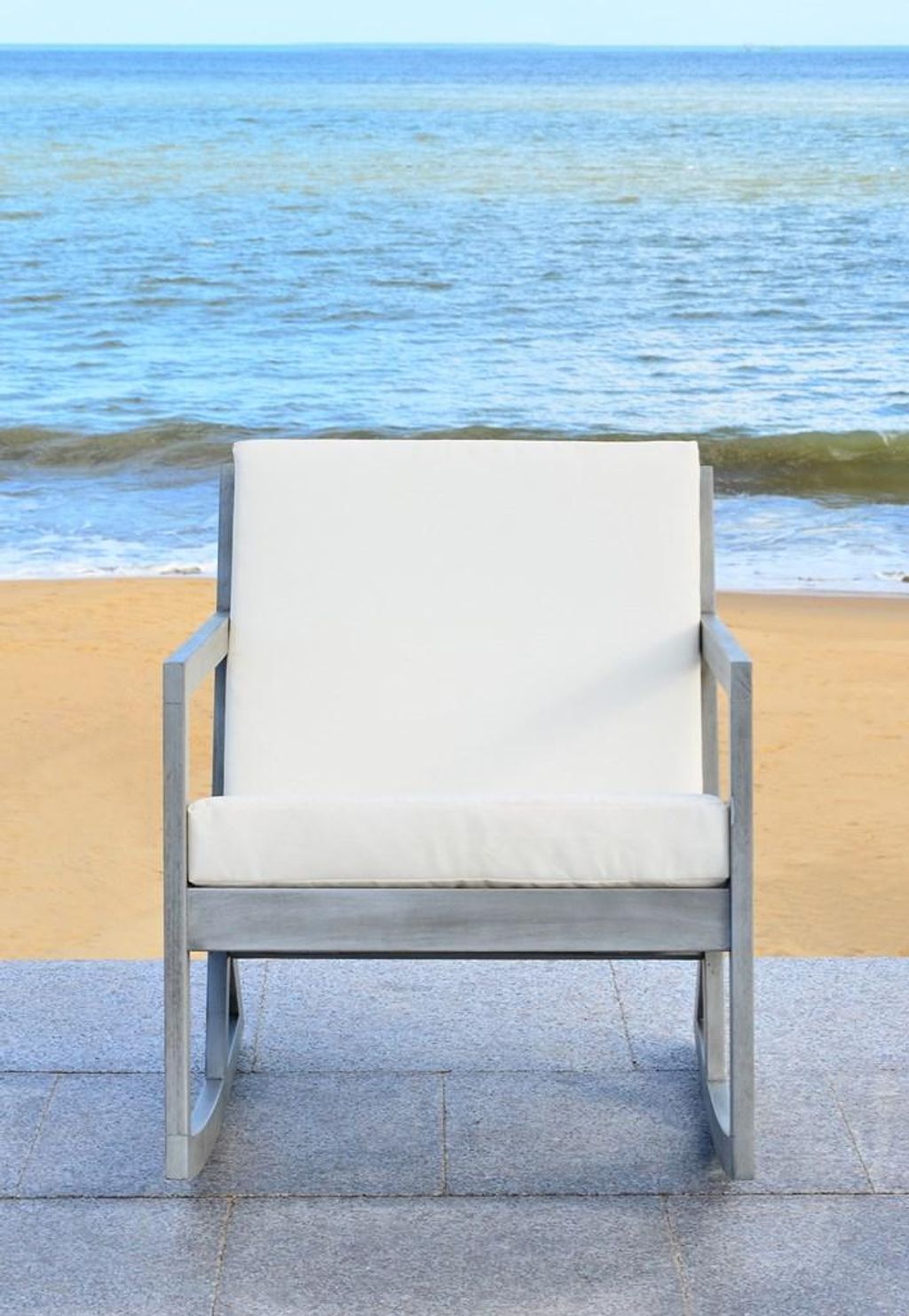 Vernon Rocking Chair, 25.6" X 30.7", Grey/Beige