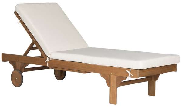 Newport Chaise Lounge Chair With Side Table, 27.6" X 14.2", Natural/Beige