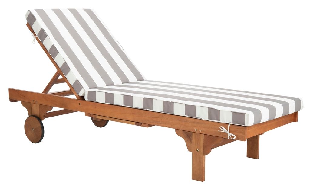 Newport Chaise Lounge Chair With Side Table, 27.6" X 14.2", Natural/Grey/White