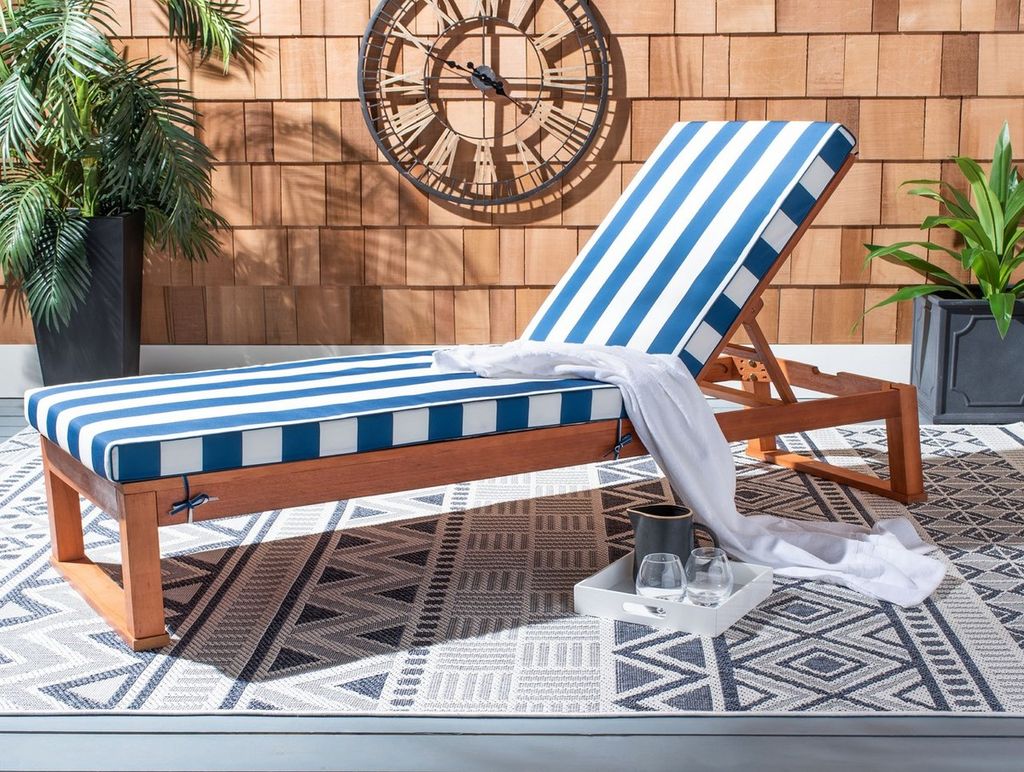 Solano Sunlounger, 24.8" X 37.4", Natural/Navy Striped
