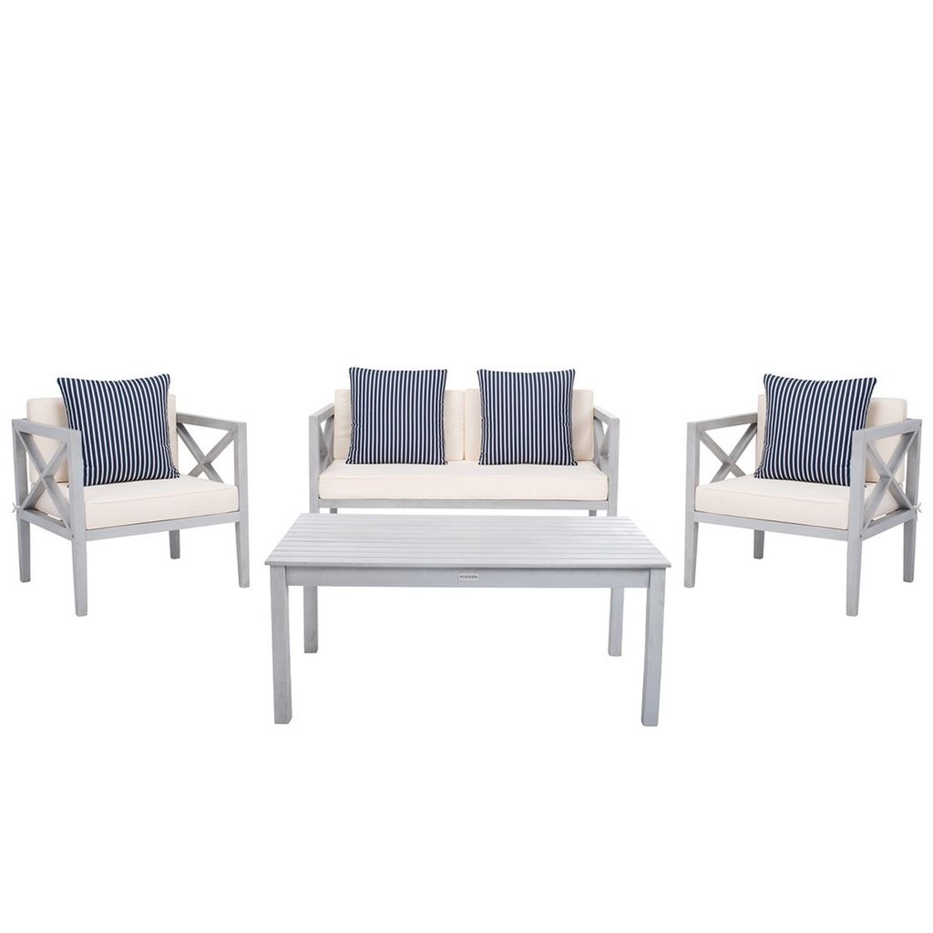Preview image for Outdoor 4 Piece Seating Set with Accent Pillows Gray & Beige