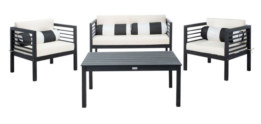 Preview image for Outdoor 4 Piece Seating Set with Accent Pillows Black & Beige