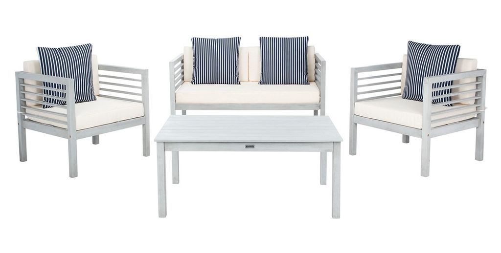 Preview image for Outdoor 4 Piece Seating Set with Accent Pillows Gray & Beige