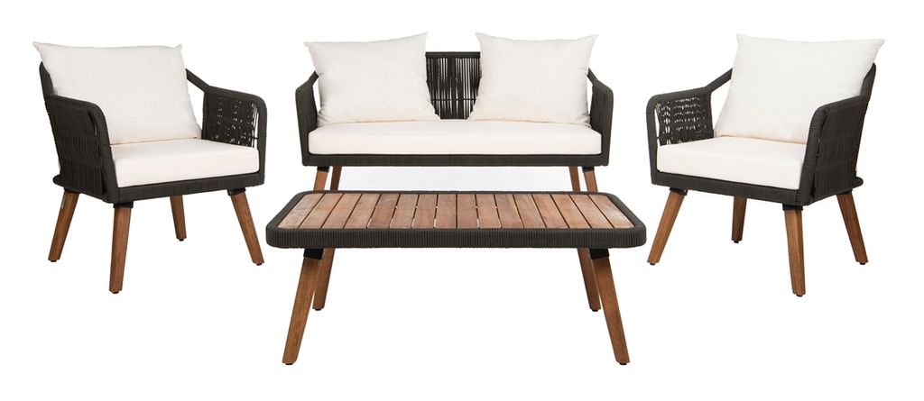 Raldin Rope 4 Pcs Living Set, Bench: 55.2
Armchair: 42.9
Table: 42.9" X Bench: 27.5
Armchair: 27.5
Table: 13", Natural/Black/White