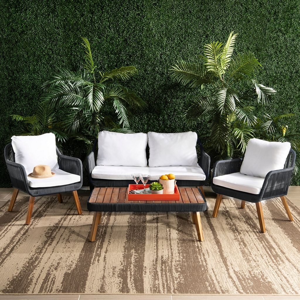 Raldin Rope 4 Pcs Living Set, Bench: 55.2
Armchair: 42.9
Table: 42.9" X Bench: 27.5
Armchair: 27.5
Table: 13", Natural/Black/White