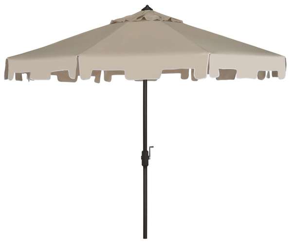 Uv Resistant 9Ft Crank Market Push Button Tilt Umbrella With Flap, Open:100.79, Close:6.1" X Open: 98.82", Close: 98.82", Beige
