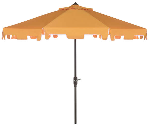 Uv Resistant Zimmerman 9Ft Crank Market Push Button Tilt Umbrella With Flap, Open:100.79, Close:6.1" X Open: 98.82", Close: 98.82", Yellow/White
