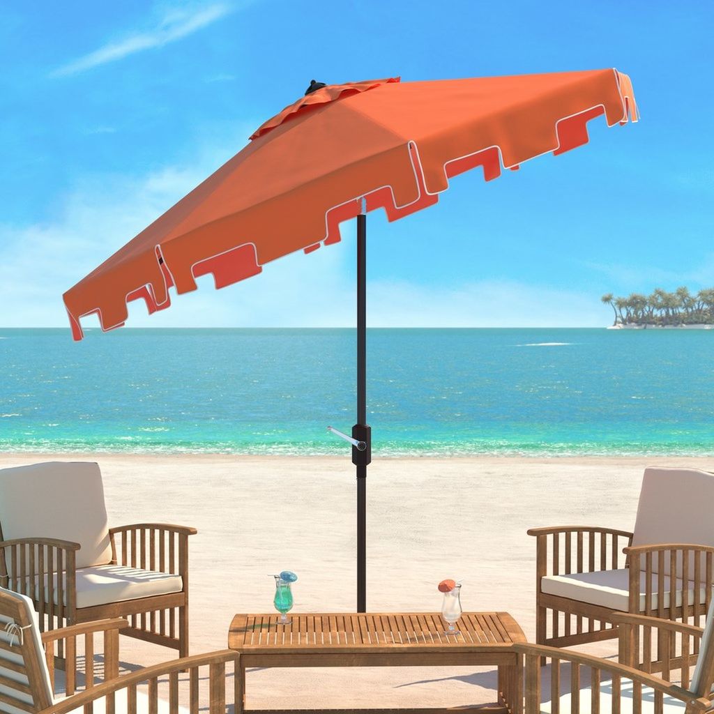 Market Push Button Tilt Umbrella With Flap Orange & White
