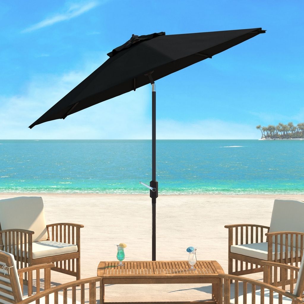 Uv Resistant Ortega 9Ft Auto Tilt Crank Umbrella, Open:100.79, Close:6.1" X Open: 98.82", Close: 98.82", Black