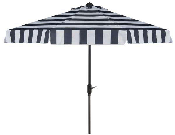Uv Resistant Elsa Fashion Line 9Ft Auto Tilt Umbrella, Open:100.79, Close:6.1" X Open: 98.82", Close: 98.82", Navy/White