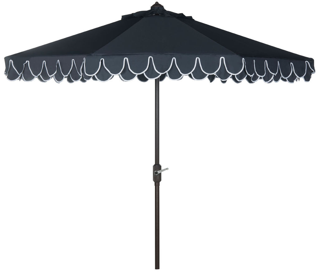 Preview image for Uv Resistant Elegant Valance 9Ft Auto Tilt Umbrella, Open:100.79, Close:6.1" X Open: 98.82", Close: 98.82", Navy/White
