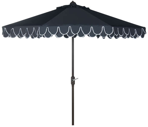 Uv Resistant Elegant Valance 9Ft Auto Tilt Umbrella, Open:100.79, Close:6.1" X Open: 98.82", Close: 98.82", Navy/White