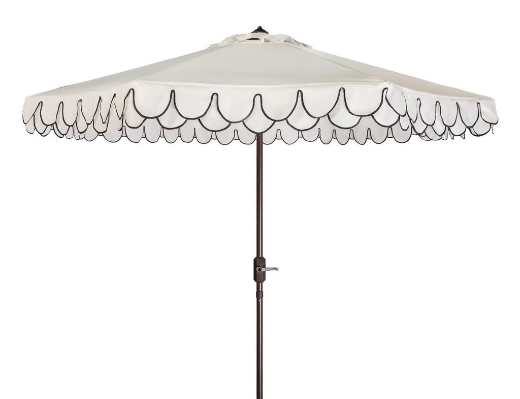 Elegant Valance 9Ft Auto Tilt Umbrella, Open:100.79, Close:6.1" X Open: 98.82", Close: 98.82", White/Black