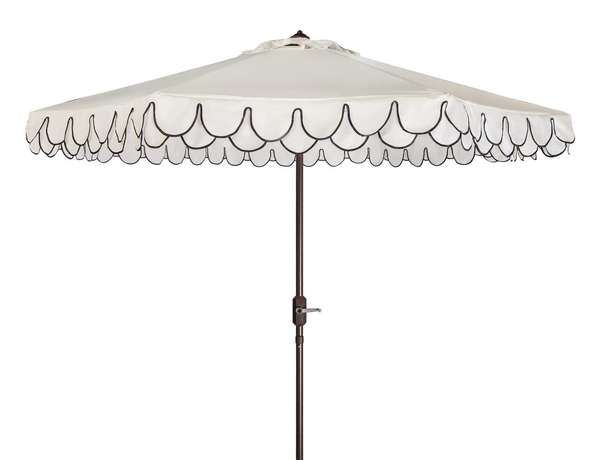 Elegant Valance 9Ft Auto Tilt Umbrella, Open:100.79, Close:6.1" X Open: 98.82", Close: 98.82", White/Black