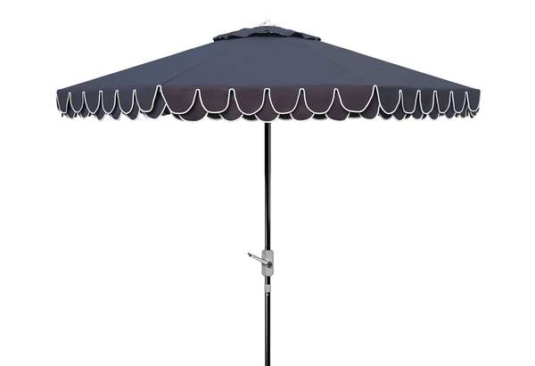 Elegant Valance 9Ft Auto Tilt Umbrella, Open:100.79, Close:6.1" X Open: 98.82", Close: 98.82", Navy/White
