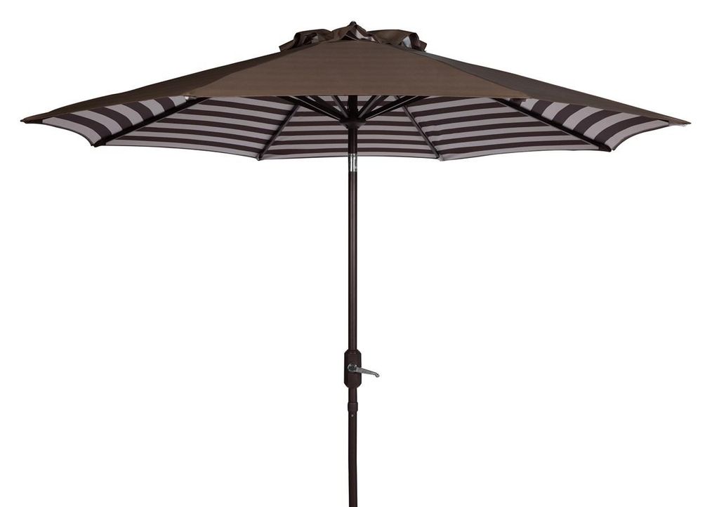 Preview image for Inside Out Striped 9Ft Crank Outdoor Auto Tilt Umbrella, Open:100.79, Close:6.1" X Open: 98.82", Close: 98.82", Brown/White