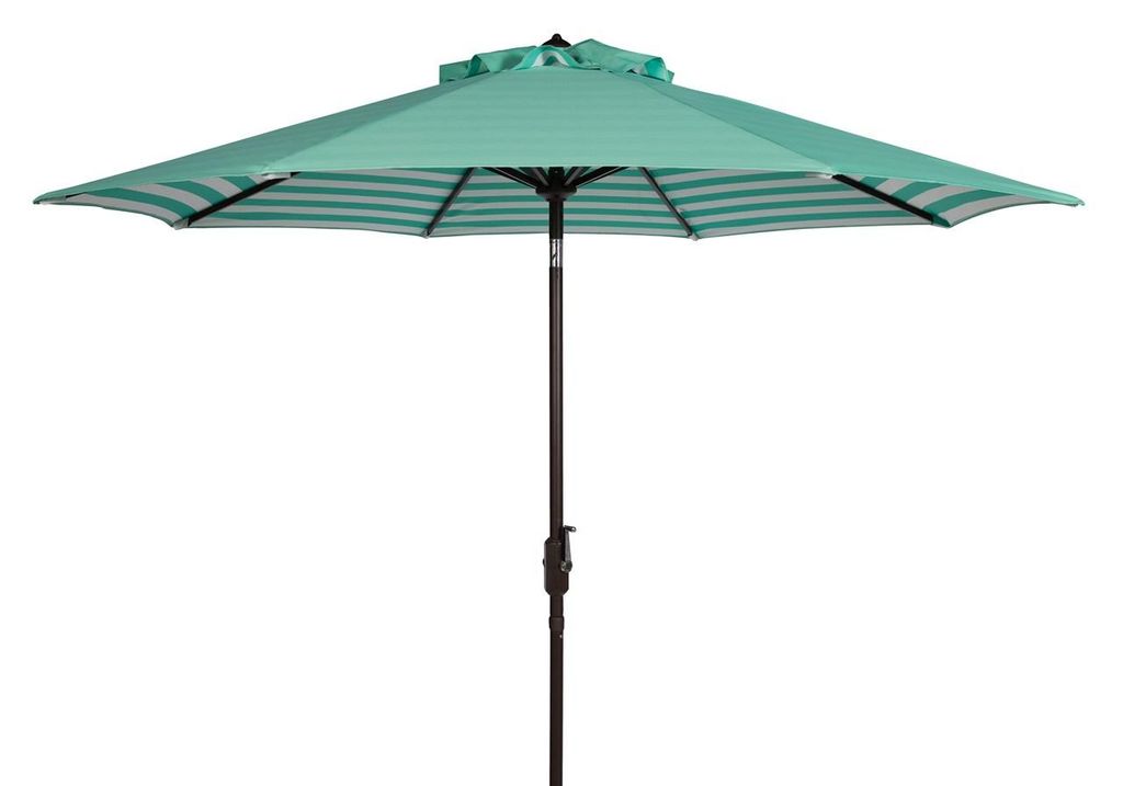 Preview image for Athens Inside Out Striped 9Ft Crank Outdoor Auto Tilt Umbrella, Open:100.79, Close:6.1" X Open: 98.82", Close: 98.82", Dark Green/White