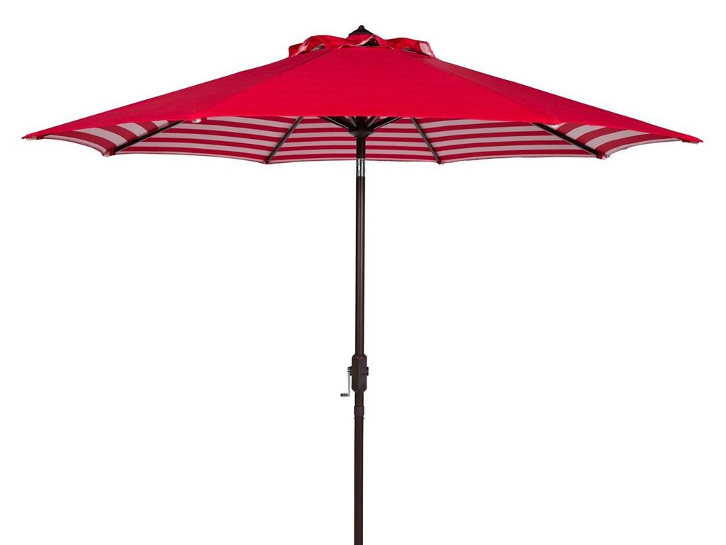 Preview image for Athens Inside Out Striped 9Ft Crank Outdoor Auto Tilt Umbrella, Open:100.79, Close:6.1" X Open: 98.82", Close: 98.82", Red/White