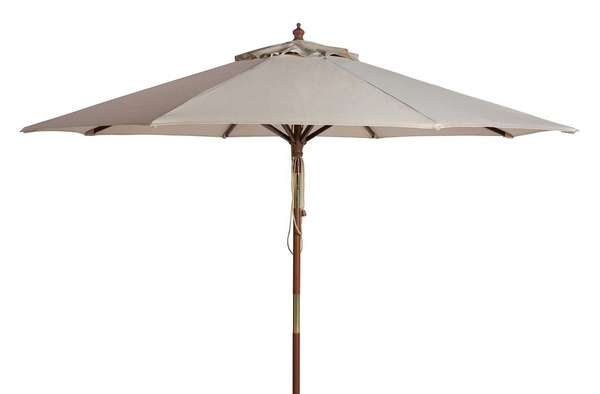 Cannes 9Ft Wooden Outdoor Umbrella, Open:105.51, Close:6.1" X Open: 98.82", Close: 98.82", Beige