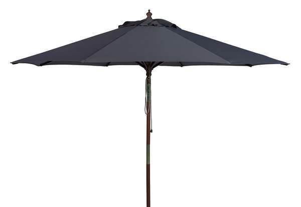 Cannes 9Ft Wooden Outdoor Umbrella, Open:105.51, Close:6.1" X Open: 98.82", Close: 98.82", Grey