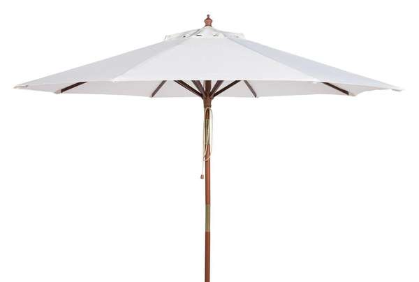 Cannes 9Ft Wooden Outdoor Umbrella, Open:105.51, Close:6.1" X Open: 98.82", Close: 98.82", White