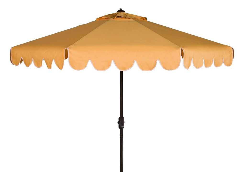 Preview image for Single Scallop 9Ft Crank Outdoor Push Button Tilt Umbrella, Open:100.79, Close:6.1" X Open: 98.82", Close: 98.82", Yellow/White