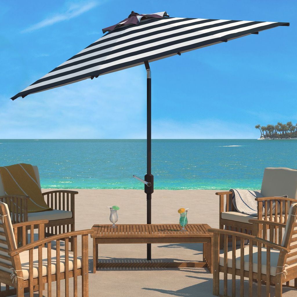Iris Fashion Line 11Ft Round Umbrella, Open: 130, Close: 6.1" X Open: 105.51", Close: 105.51", Navy/White