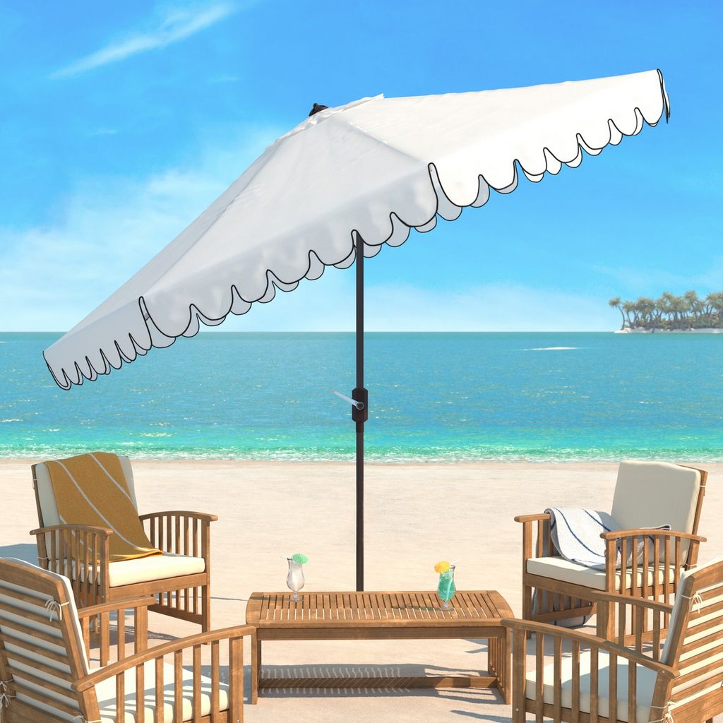 Venice 11Ft Round Crank Umbrella, Open: 130, Close: 6.1" X Open: 105.51", Close: 105.51", White/Black