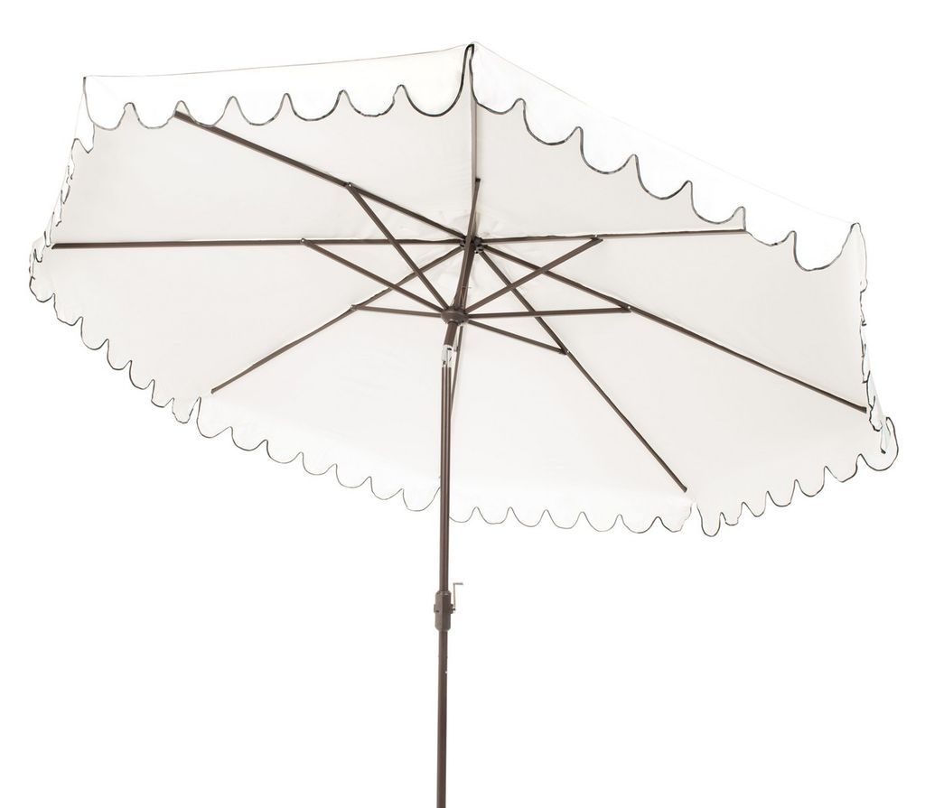 Venice 11Ft Round Crank Umbrella, Open: 130, Close: 6.1" X Open: 105.51", Close: 105.51", White/Black