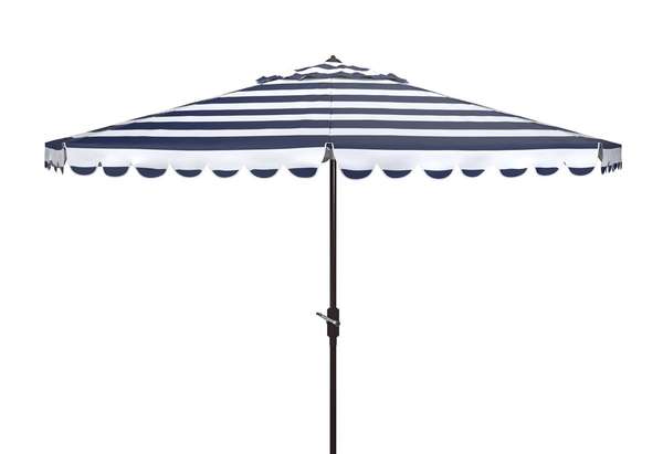 Vienna 11Ft Round Crank Umbrella, Open: 130, Close: 6.1" X Open: 105.51", Close: 105.51", Navy/White