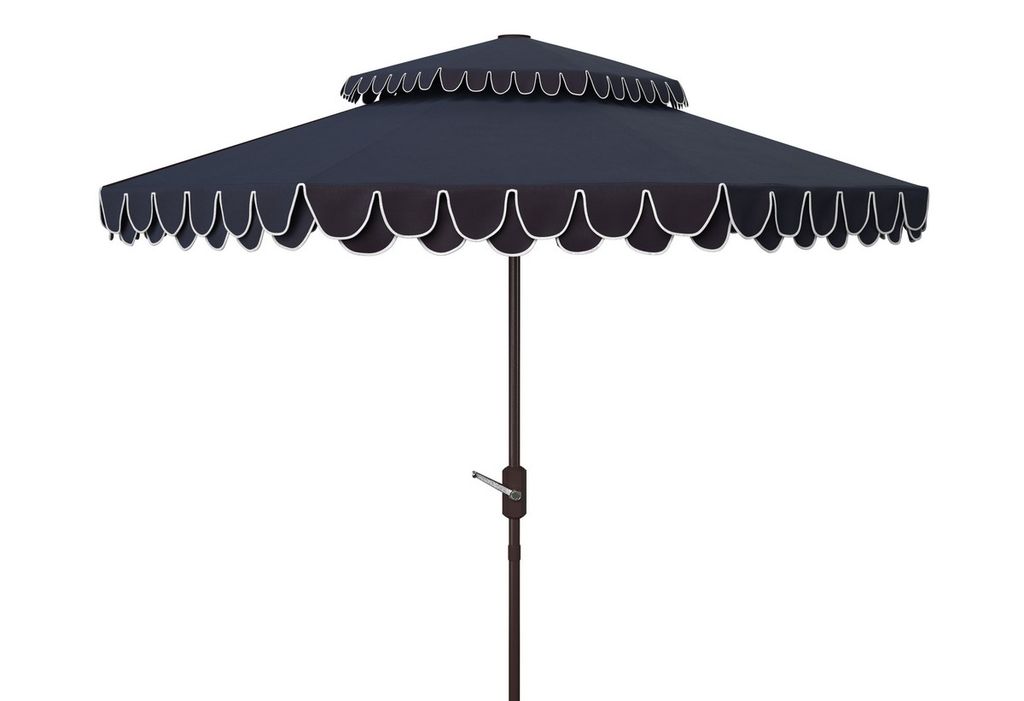 Preview image for Elegant Valance 9Ft Double Top Umbrella, Open:101.18, Close:6.69" X Open:99.61", Close:99.61", Navy/White