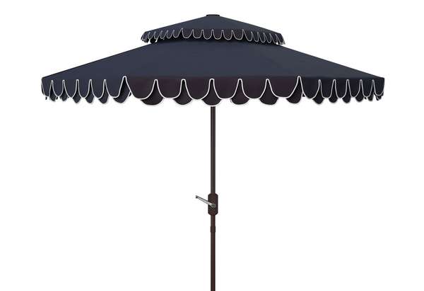 9Ft Double Top Umbrella, Open:101.18, Close:6.69" X Open:99.61", Close:99.61", Navy/White