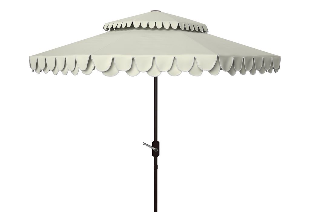 Preview image for Elegant Valance 9Ft Double Top Umbrella, Open:101.18, Close:6.69" X Open:99.61", Close:99.61", Beige/White