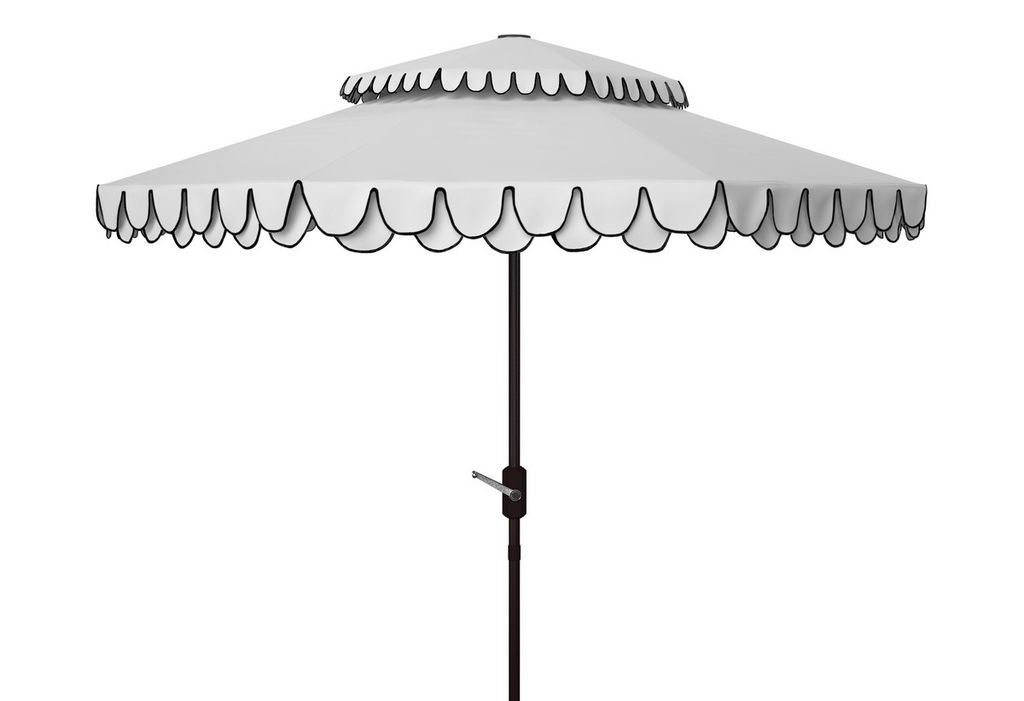 Preview image for Elegant Valance 9Ft Double Top Umbrella, Open:101.18, Close:6.69" X Open:99.61", Close:99.61", White/Black