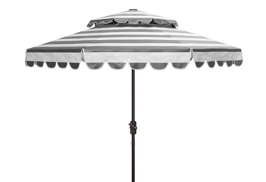 Preview image for Vienna 9Ft Round Double Top Crank Umbrella, Open:101.18, Close:6.69" X Open:99.61", Close:99.61", Black/White