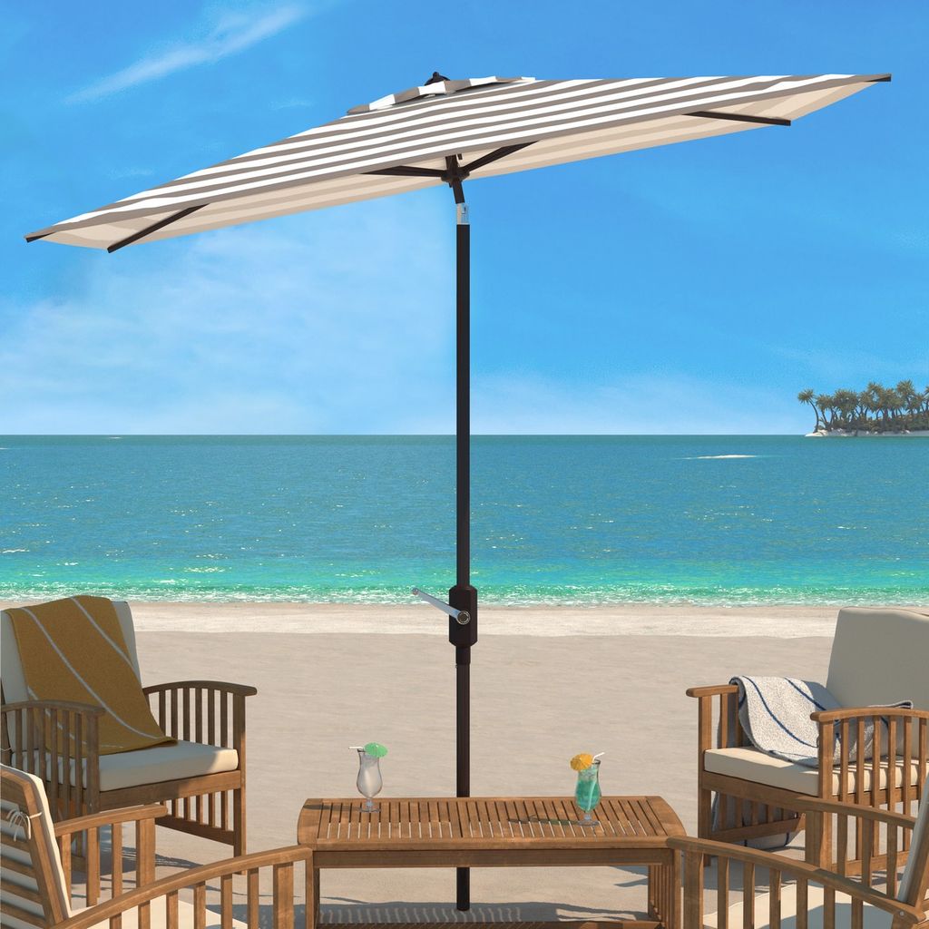Iris Fashion Line 6.5 X 10Ft Rect Umbrella, Open: 118.11, Close: 6.1" X Open: 106.3", Close: 106.3", Grey/White