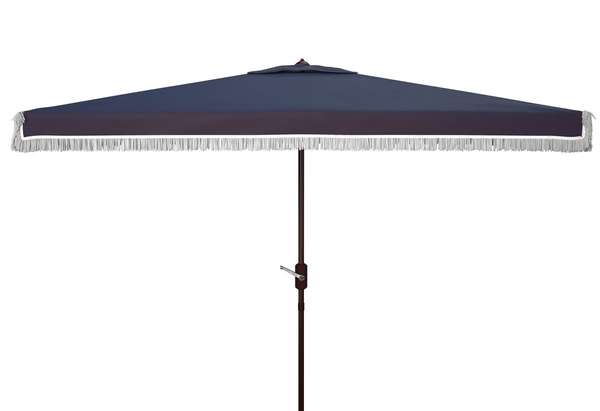 Tortuga Fringe 6.5 X 10Ft Rect Crank Umbrella, Navy/White
