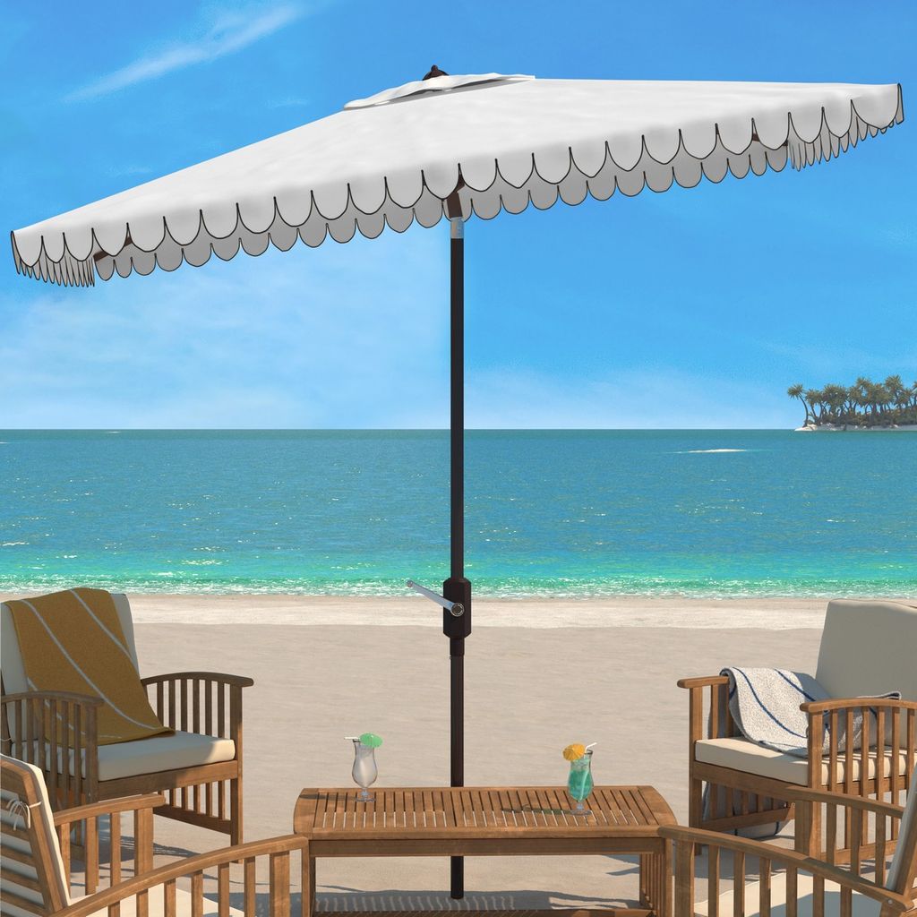 Venice 6.5 X 10Ft Rect Crank Umbrella, Open: 118.11, Close: 6.1" X Open: 106.3", Close: 106.3", White/Black
