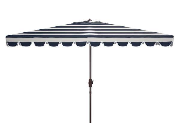 6.5 X 10Ft Rect Crank Umbrella, Open: 118.11, Close: 6.1" X Open: 106.3", Close: 106.3", Navy/White