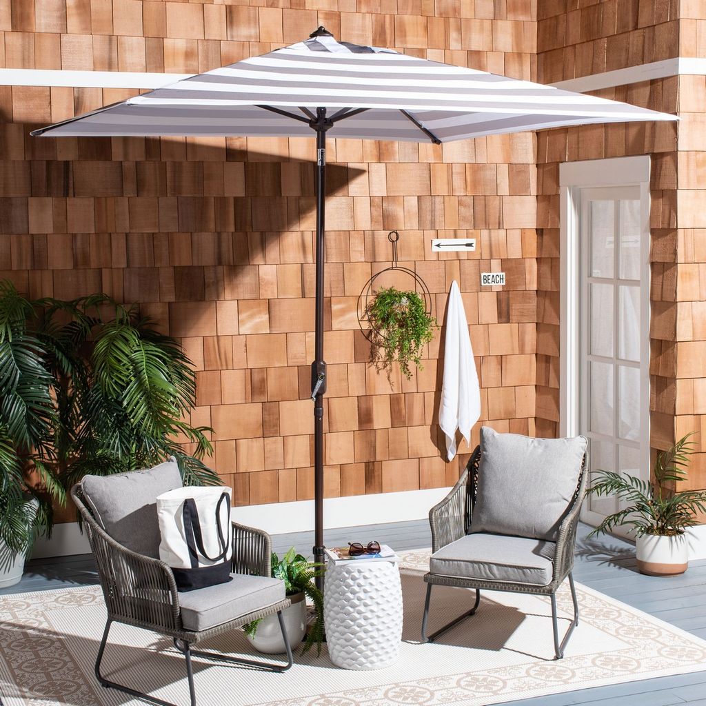 Iris Fashion Line 7.5Ft Square Umbrella, Open: 90, Close:5.91" X Open: 103.54", Close: 103.54", Grey/White