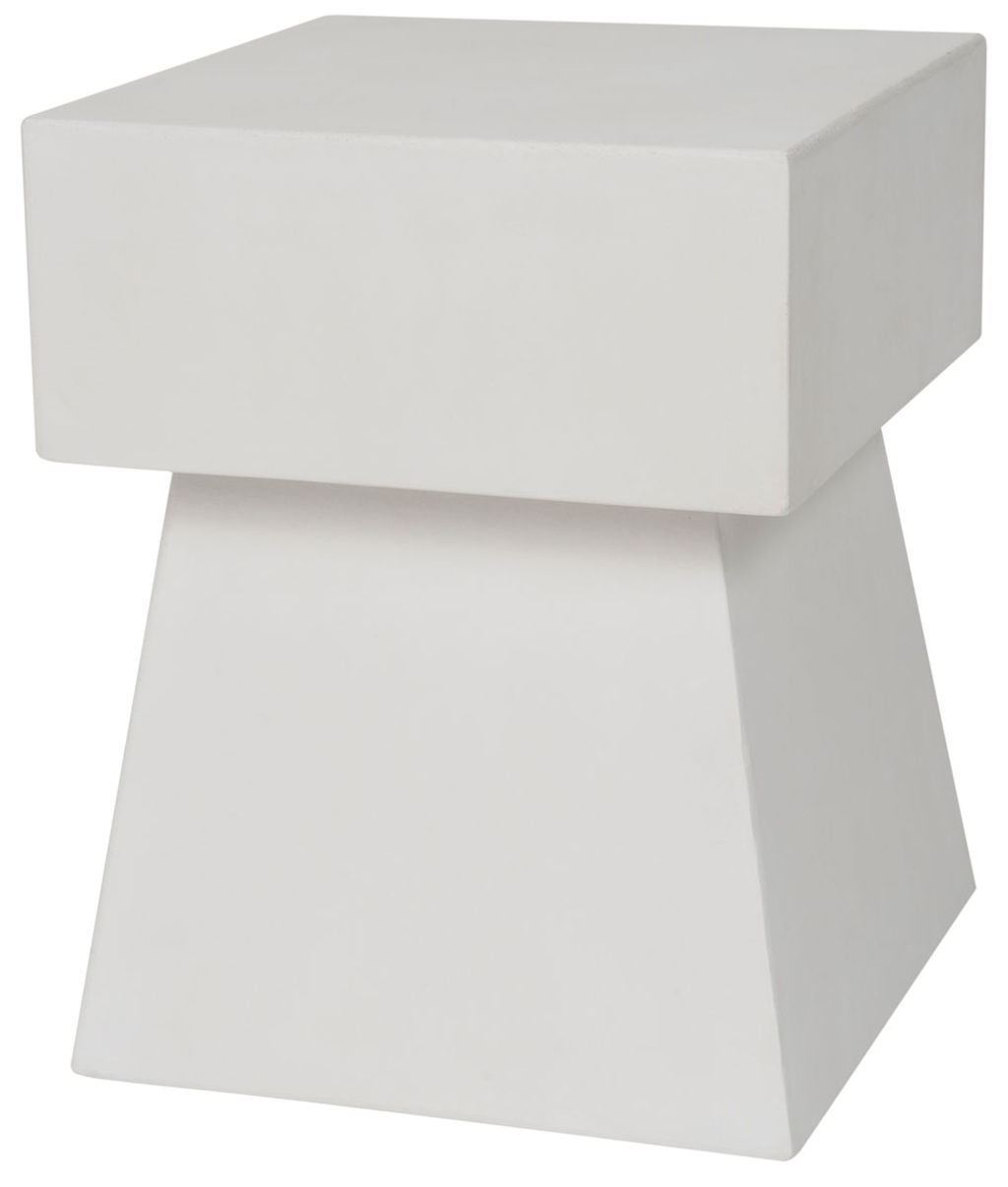 Zen Indoor/Outdoor Mushroom Modern Concrete 18.1-Inch H Accent Table, 13.7" X 18.1", Ivory