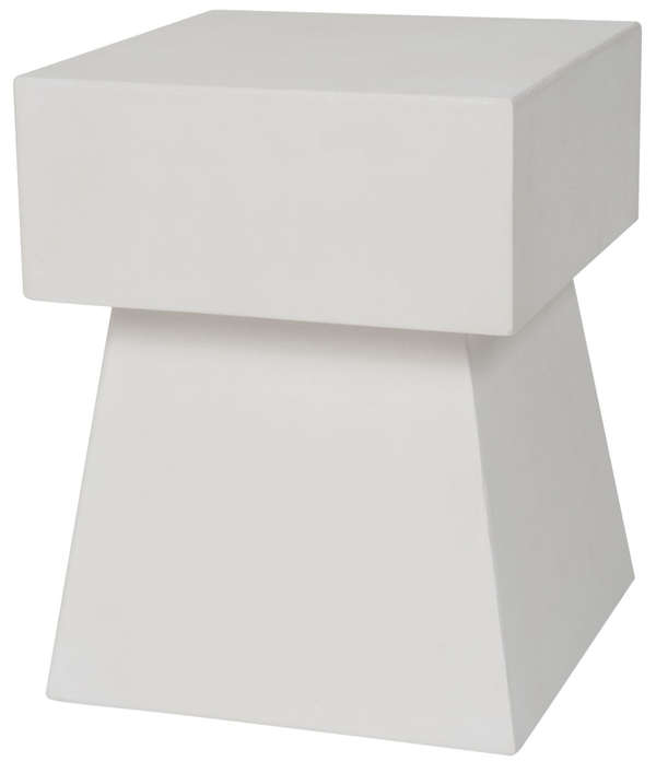 Zen Indoor/Outdoor Mushroom Modern Concrete 18.1-Inch H Accent Table, 13.7" X 18.1", Ivory