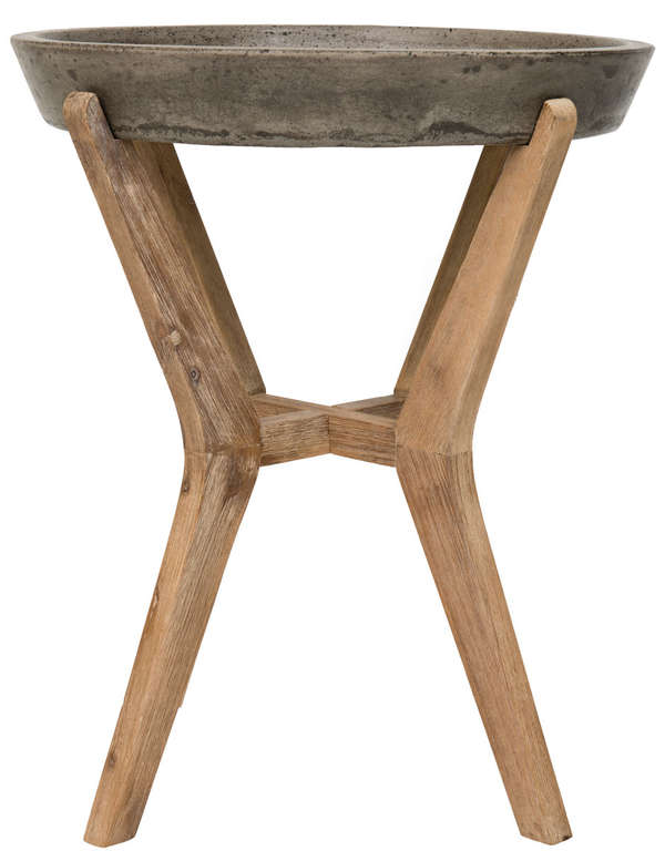 Celeste Indoor/Outdoor Modern Concrete Round 21.2-Inch H End Table, 18.1" X 21.2"