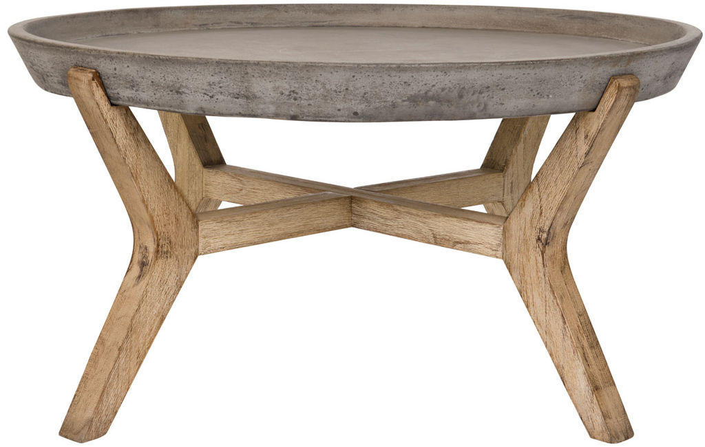 Preview image for Wynn Indoor/Outdoor Modern Concrete Round 18.1-Inch H Coffee Table, 33.4" X 18.1"