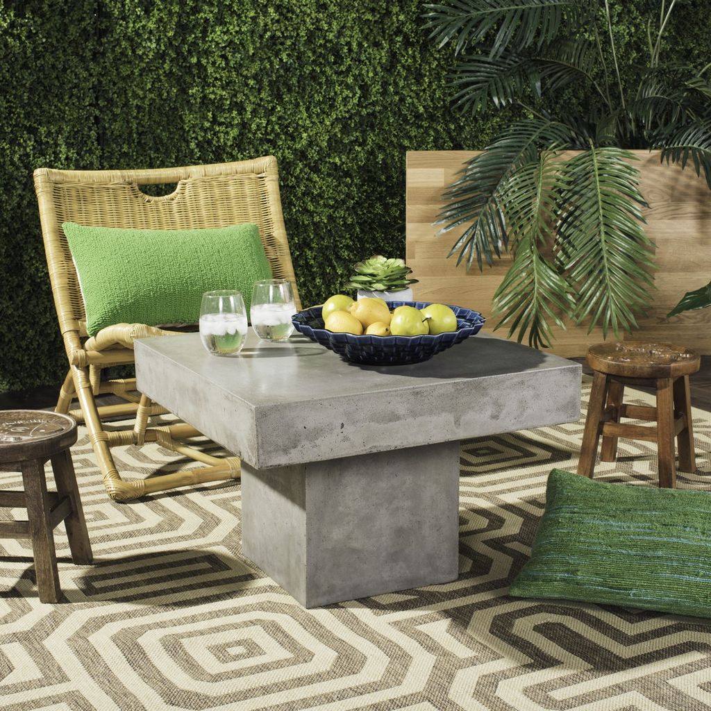 Tallen Indoor/Outdoor Modern Concrete 15.75-Inch H Coffee Table, 23.62" X 15.75"