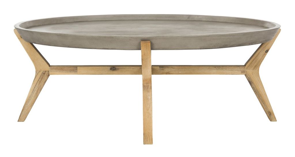 Preview image for Hadwin Indoor/Outdoor Modern Concrete Oval 31.5-Inch Dia Coffee Table, 47.25" X 17.72"