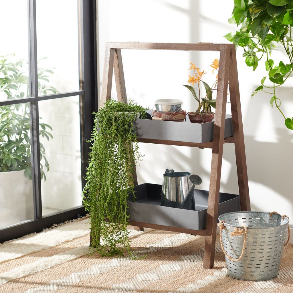 Nerri Shelf, 27.5" X 39.3", Dark Walnut/Grey
