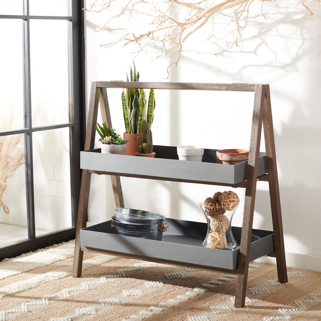 Danser Shelf, 39.3" X 39.3", Dark Walnut/Grey