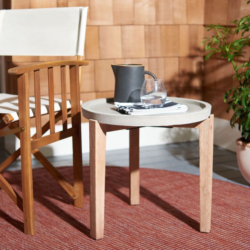 Acacia Wood Side Table (20.8"D)