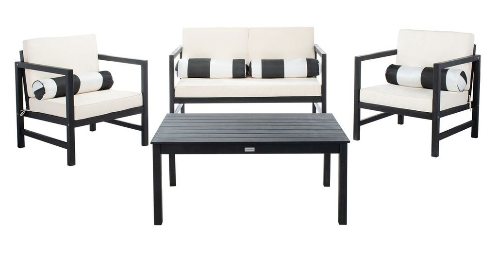 Preview image for Outdoor 4 Piece Seating Set with Accent Pillows Black & Beige